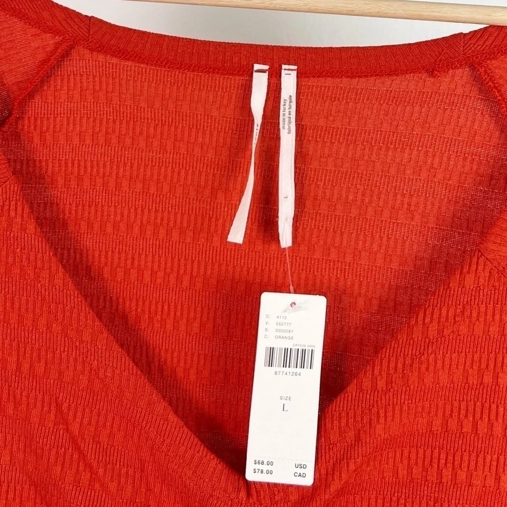 NWT Anthropologie Sabrina Textured Cinched 3/4 Sleeve Top in Orange